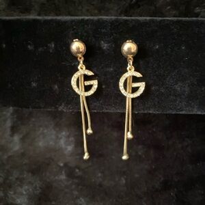 14K Gold & Rhinestone Luxury Dangle Earrings